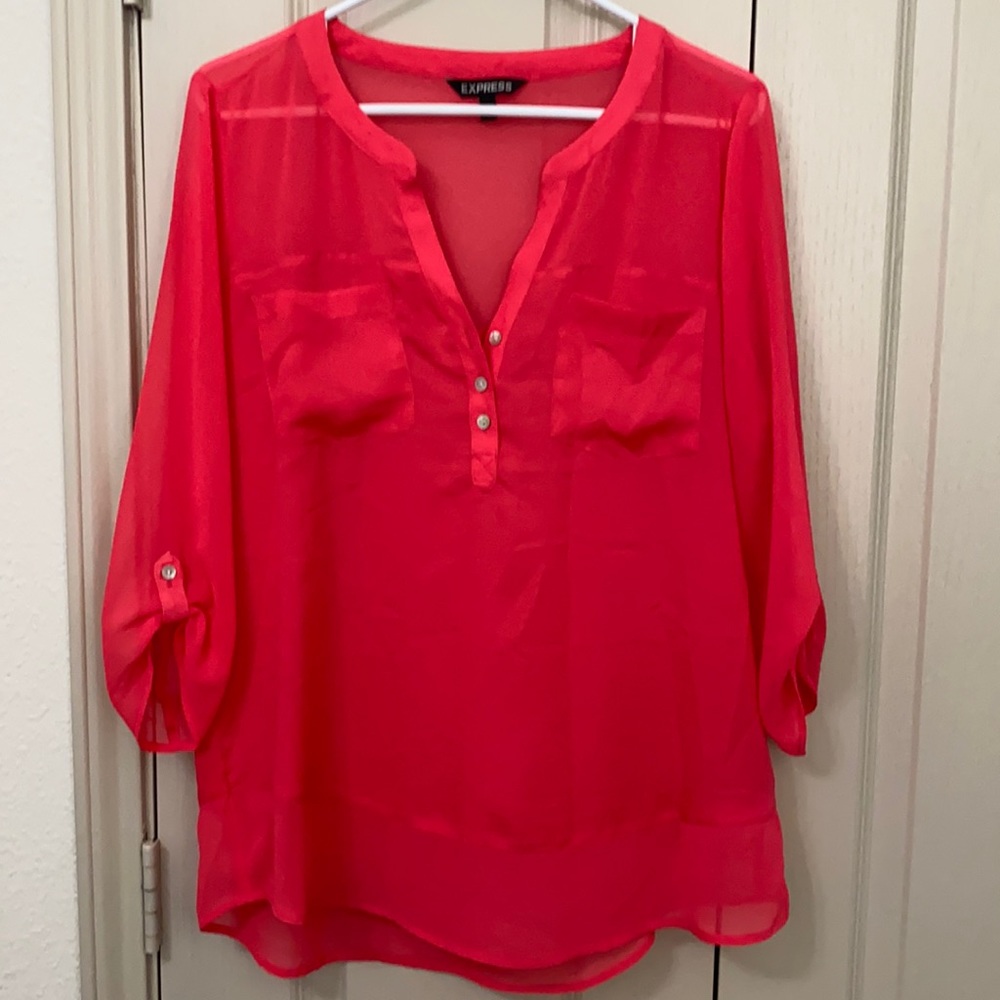 Express bright coral blouse